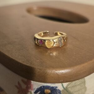 Bracha Ely Gem Ring - Gold Heart with Multicolor Stones